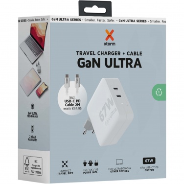 Logotrade liikelahja mainoslahja kuva: Xtorm XVC2067 GaNUltra 67 W matkalaturi 100 W USB-C PD -kaapelilla