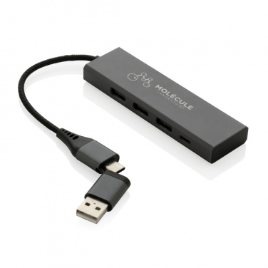 Logotrade mainoslahjat ja liikelahjat tuotekuva: Terra RCS alumiininen USB-hub 3 portilla