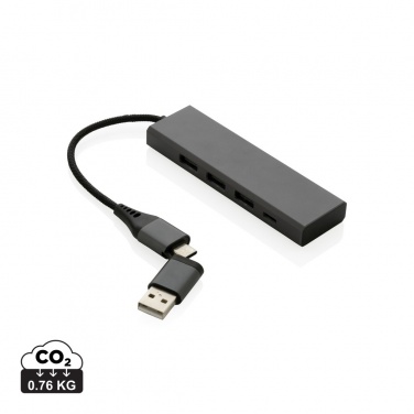 Logotrade liikelahja tuotekuva: Terra RCS alumiininen USB-hub 3 portilla