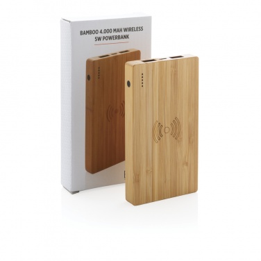 Logotrade liikelahjat mainoslahjat tuotekuva: Bamboo 4000 mAh:n langaton 5W varavirtalähde