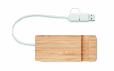 Logotrade mainoslahja tuotekuva: 4 portin USB-keskitin bambua