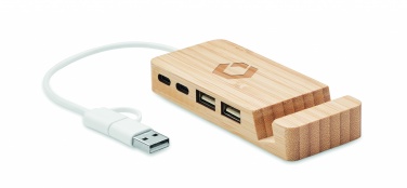 Logotrade mainostuote tuotekuva: 4 portin USB-keskitin bambua