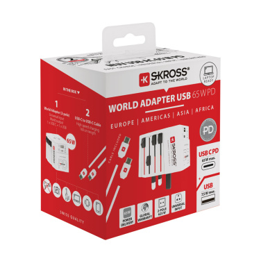 Logotrade liikelahja tuotekuva: SKROSS World Travel adapteri MUV 65W PD USB C -kaapelilla