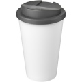 Americano® Eco 350 ml perdirbtas stiklainis su nepraleidžiančiu dangteliu, Pilka/balta