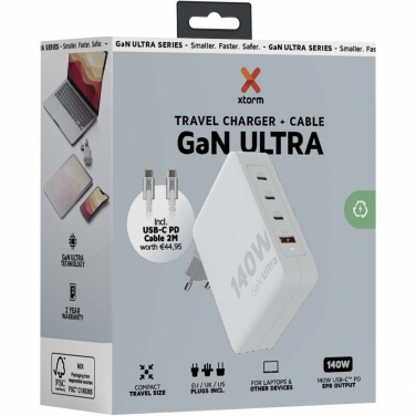 Logotrade firminės dovanos nuotrauka: Xtorm XVC2140 GaN Ultra 140W kelioninis įkroviklis su 240W USB-C PD laidu