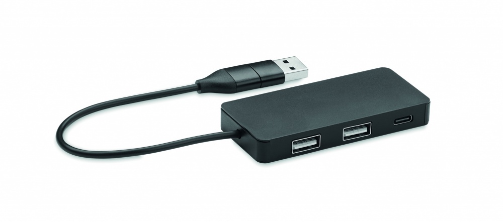 : 3 prievadų USB šakotuvas su 20 cm laidu