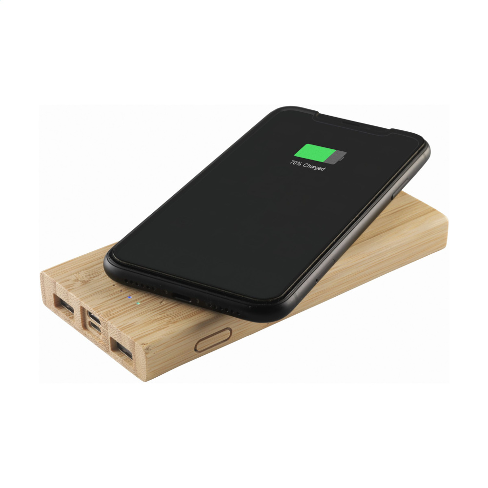 Logotrade firminės dovanos nuotrauka: Bamboo 8000 Wireless Powerbank belaidis įkroviklis