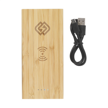 Logotrade verslo dovanos nuotrauka: Bamboo 8000 Wireless Powerbank belaidis įkroviklis