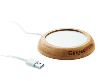 Logotrade reklaminės dovanos nuotrauka: Bambukinis puodelių šildytuvas su USB