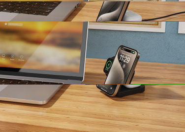 Logotrade dovana nuotrauka: Urban Vitamin Arcadia RCS plastikinis 15W 3in1 magnetinis įkroviklis