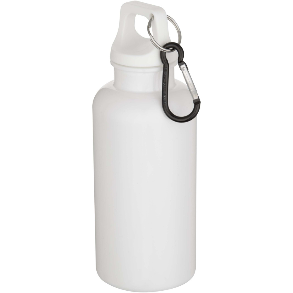 Logotrade firminės dovanos nuotrauka: Oregon 400 ml vienspalvis RCS perdirbto plastiko vandens butelis su karabinu