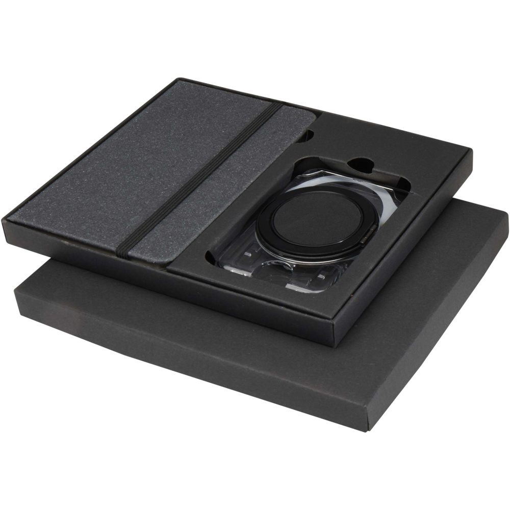 Logotrade reklaminės dovanos nuotrauka: „Kern“ A6 formato kietų viršelių užrašinės ir „MagSafe“ piniginės dovanų rinkinys