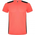 Detroitas unisex sporta t-krekls ar īsām piedurknēm, Fluor Coral / vienkrāsains melns