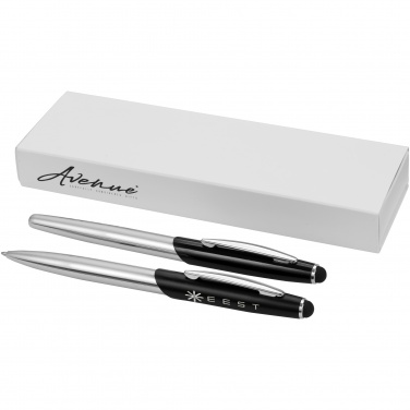 Логотрейд pекламные продукты картинка: Набор Geneva, включающий шариковую ручку-стилус и ручку-роллер, черный