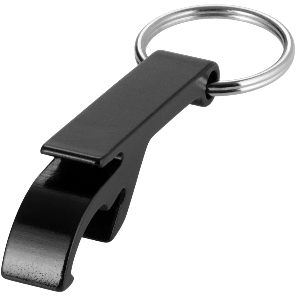 Лого трейд бизнес-подарки фото: Алюминиевый брелок-открывалка, черный