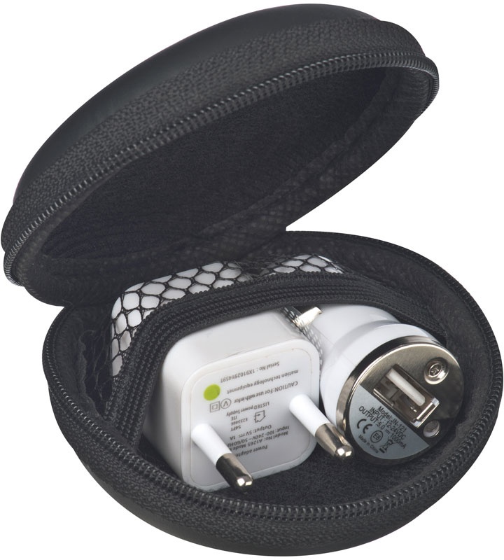 Лого трейд pекламные cувениры фото: Набор зарядка USB и штекер, черный