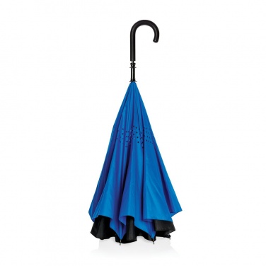 Логотрейд pекламные подарки картинка: Механический двусторонний зонт 23” Xindao, черный синий