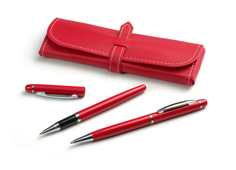 Лого трейд pекламные подарки фото: Набор Montana шариковая ручка и ручка-роллер, красный