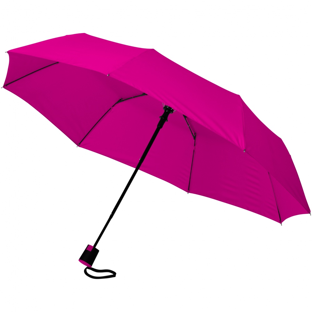 Логотрейд pекламные cувениры картинка: Зонт Wali трехсекционный 21" с автоматическим открытием, розовый
