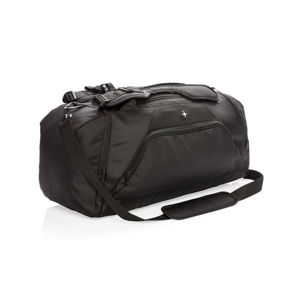 Логотрейд pекламные продукты картинка: Спортивная сумка-рюкзак Swiss peak RFID, чёрный