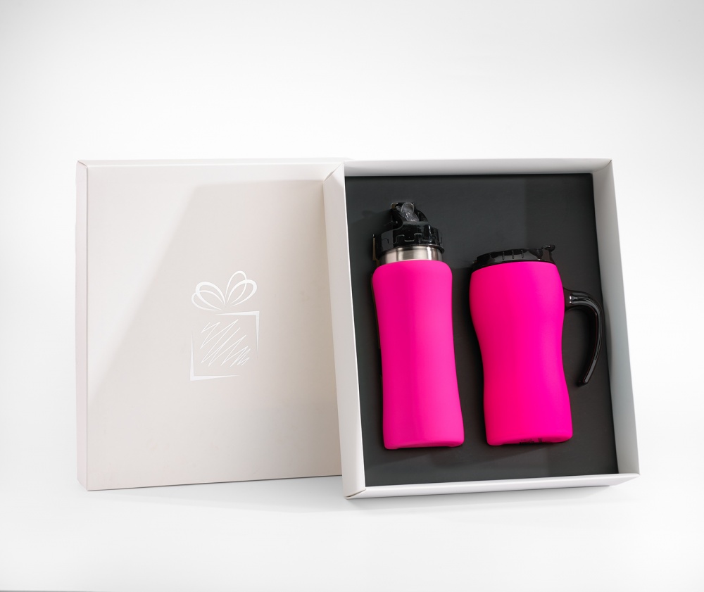 Лого трейд pекламные подарки фото: Komplekt: joogipudel ja termokruus Colorissimo, roosa