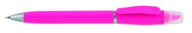 Лого трейд бизнес-подарки фото: Пластмассовая ручка с маркером 2-в-1 GUARDA, розовый