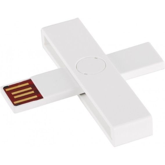 Лого трейд бизнес-подарки фото: ID ID-kaardi lugeja, USB, blisterpakendis, valge