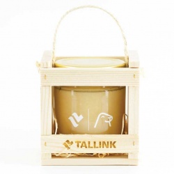 Лого трейд бизнес-подарки фото: Mёд в деревянной подарочной коробке 200 г с логотипом