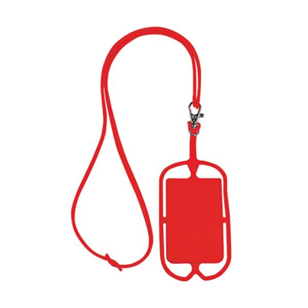 Лого трейд бизнес-подарки фото: Тесьма с холдером для карт, красный