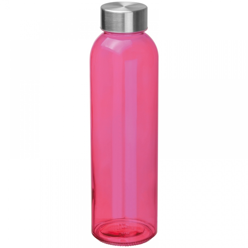 Логотрейд pекламные подарки картинка: Cтеклянная бутылка 500 мл, розовый