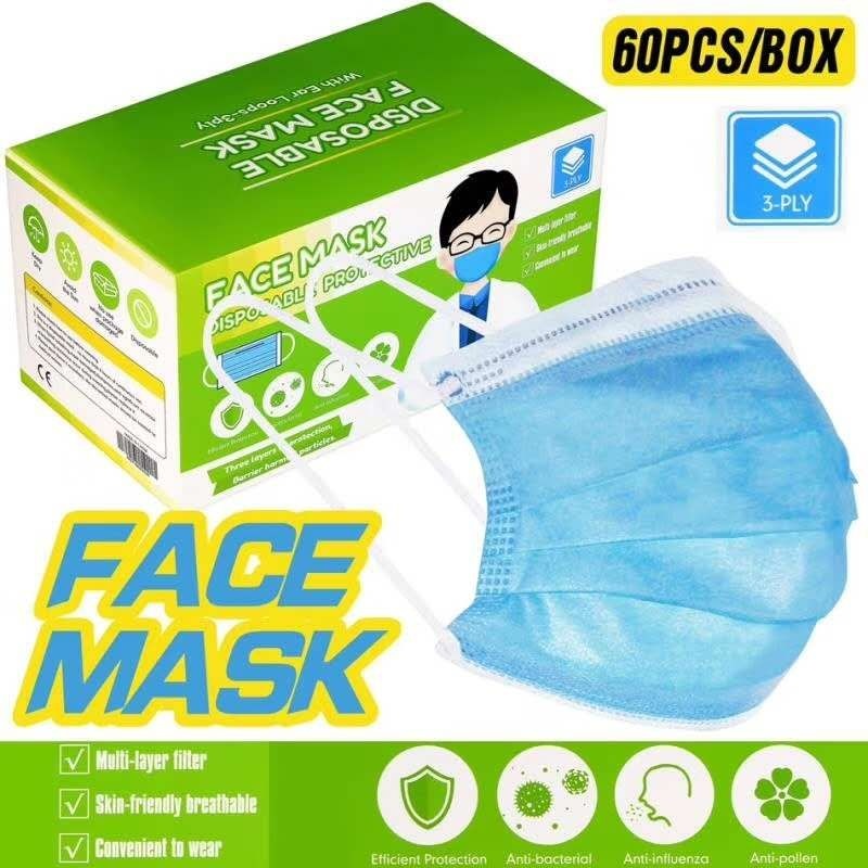Логотрейд pекламные продукты картинка: Медицинская маска, 3-х слойная, одноразовая
