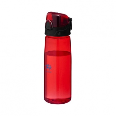 Спортивная бутылка Capri 700 мл, красный прозрачный логотип
