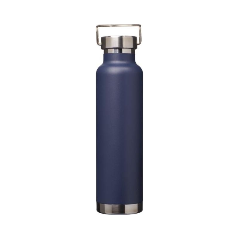 Лого трейд бизнес-подарки фото: Бутылка с вакуумной медной изоляцией, темно - синий