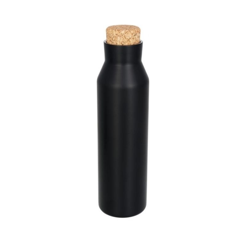 Лого трейд бизнес-подарки фото: Норсовая медная вакуумная изолированная бутылка с пробкой, черный