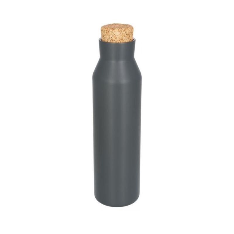 Логотрейд pекламные cувениры картинка: Норсовая медная вакуумная изолированная бутылка с пробкой, cерый