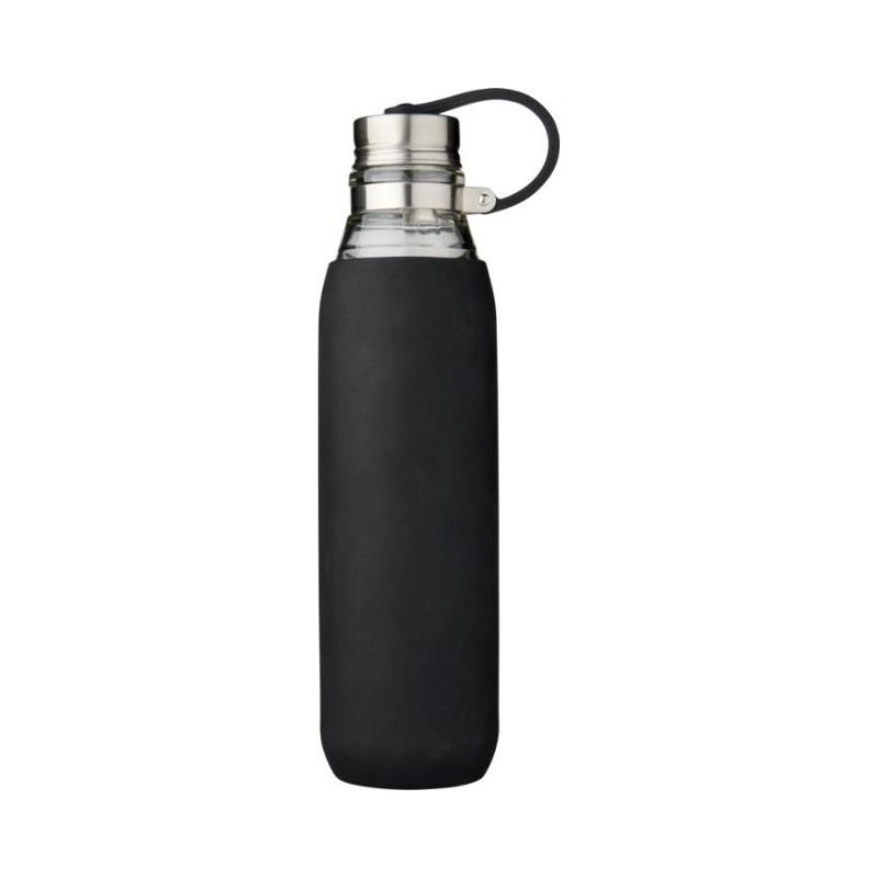 Лого трейд бизнес-подарки фото: Стеклянная спортивная бутылка Oasis объемом 650 мл, черный