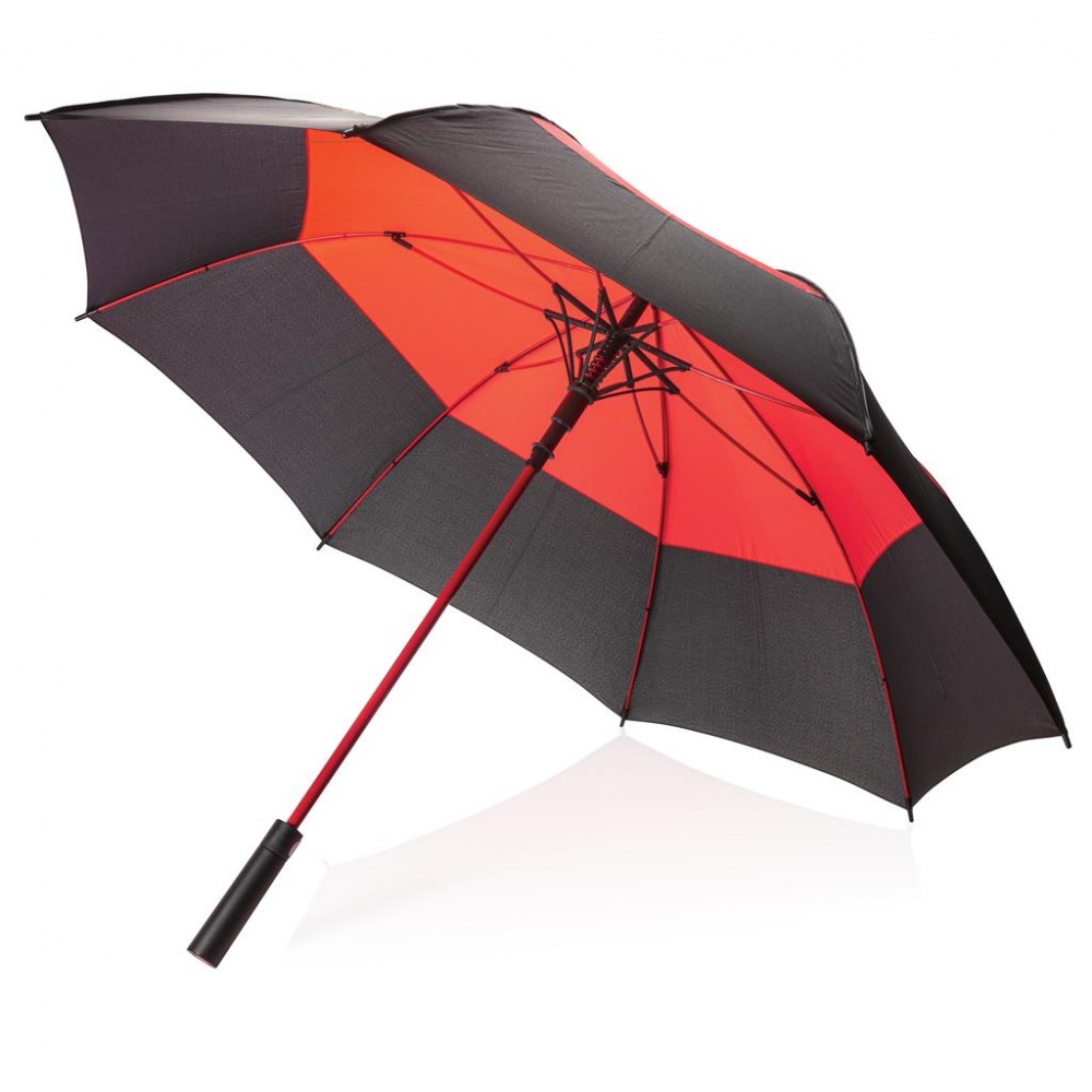 Логотрейд бизнес-подарки картинка: Автоматический двухцветный зонт-антишторм 27", красный
