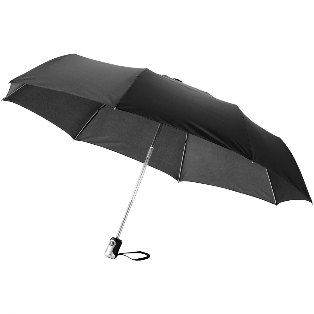 Логотрейд pекламные подарки картинка: Зонт Alex трехсекционный автоматический 21,5", черный