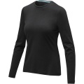 Ponoka long sleeve women's organic t-shirt, Сплошной черный