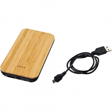 Logotrade profilreklam bild: Framtida bambu/tyg 6 000 mAh trådlös powerbank