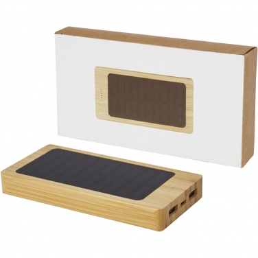 Logotrade reklamprodukter bild: Alata 8 000 mAh soldriven powerbank av bambu