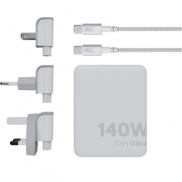 Logotrade reklamprodukter bild: Xtorm XVC2140 GaN Ultra 140 W reseladdare med 240 W USB-C PD-kabel