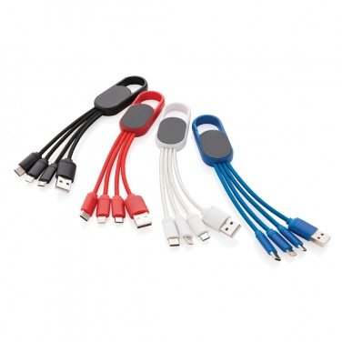 Logotrade presentreklam bild: 4-i-1 kabel med karbinclip