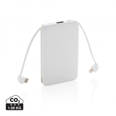 Logotrade profilreklam bild: 5.000 mAh powerbank i fickformat med integrerade kablar