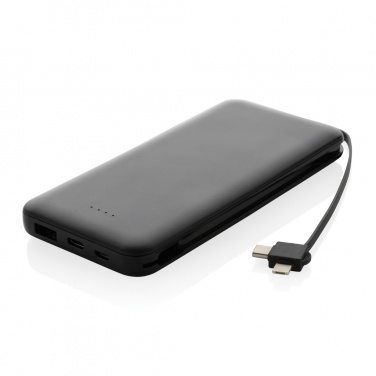 Logotrade kampanjprodukter bild: Lockhart 10.000mAh powerbank, integrerade kablar, RCS plast