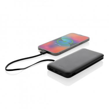 Logotrade reklamprodukter bild: Lockhart 10.000mAh powerbank, integrerade kablar, RCS plast