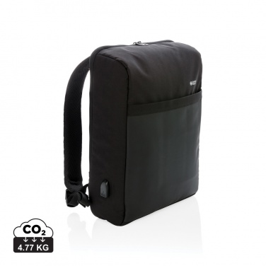 Logotrade reklamprodukter bild: Swiss Peak 15" stöldskyddad RFID & USB-ryggsäck, PVC-fri