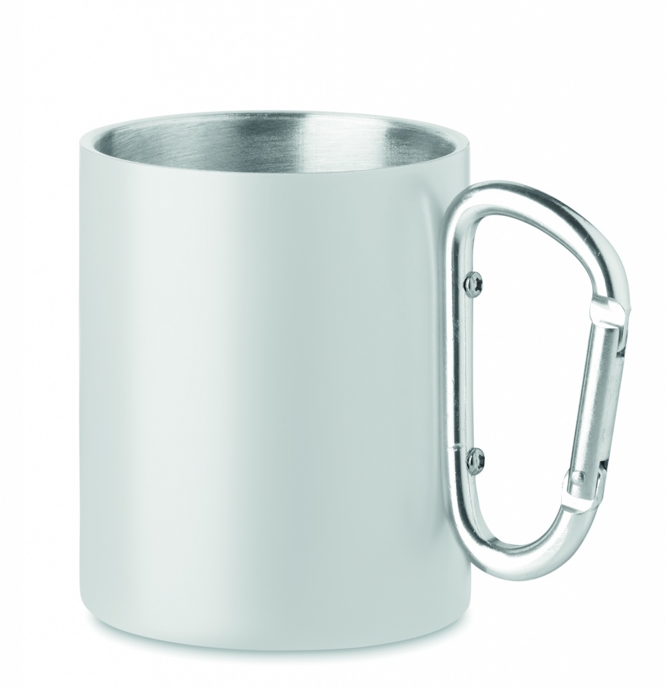 Logotrade reklamprodukter bild: Metallmugg och karbinhandtag