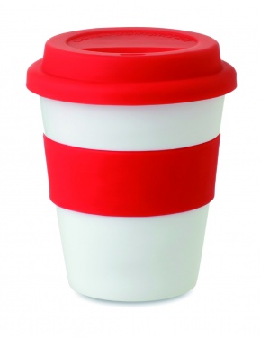 Logotrade presentreklam bild: Take away mugg PP silikon lock