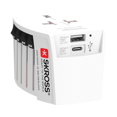 Logotrade profilprodukter bild: SKROSS World Travel Adapter MUV 2-polig med USB A och C